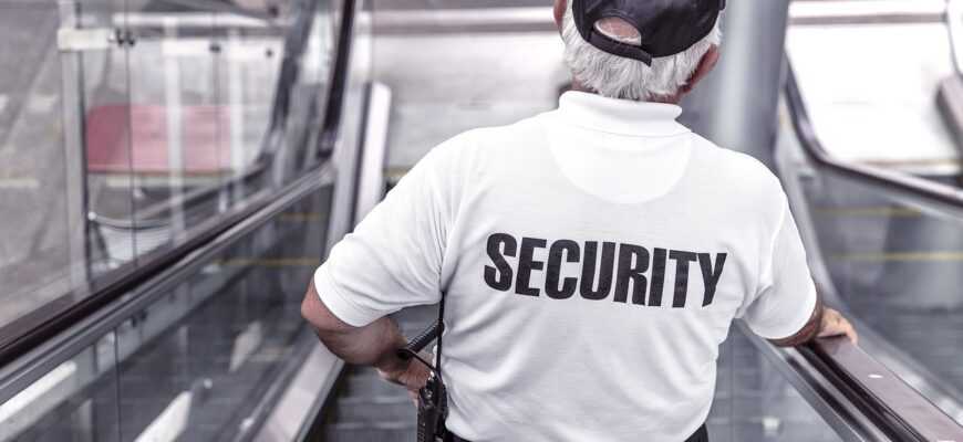 security, man, escalator